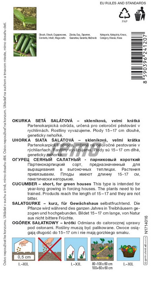 Uhorky skleníkové šalatové Snack F1 10s S