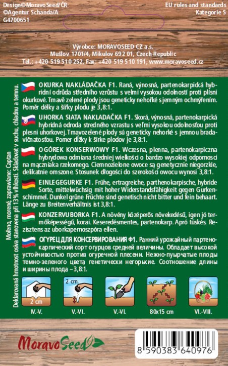 Uhorky nakladačky Karlos F1 jemnoostná