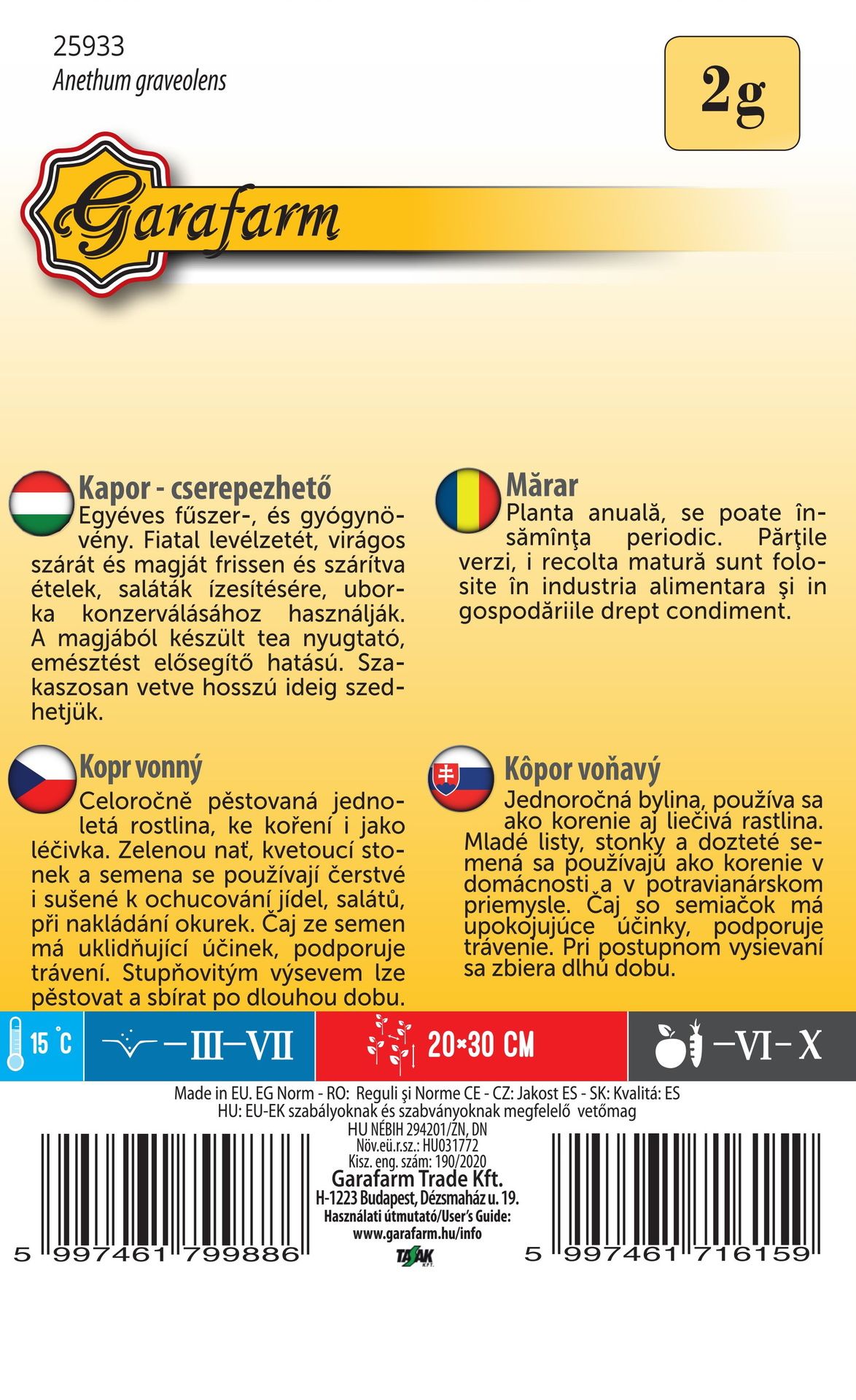 Kôpor - vhodný na pestovanie v črepníku