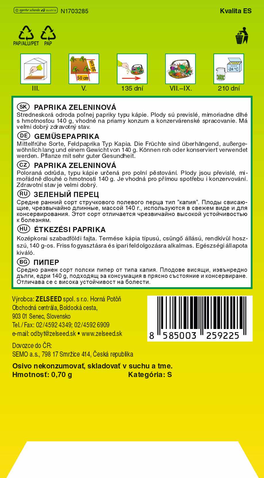 Paprika zeleninová Derma Z
