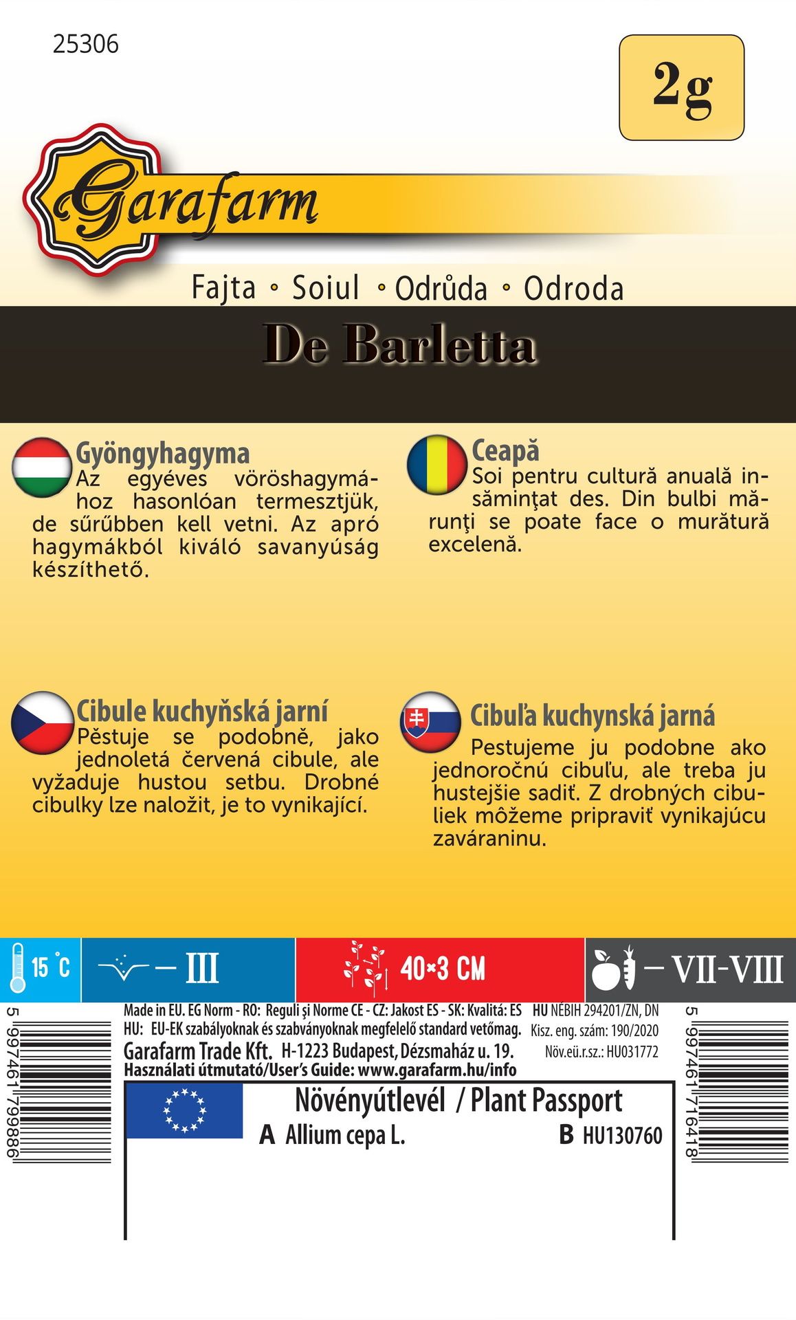 Cibuľa De Barlettana zaváranie 2g, biela