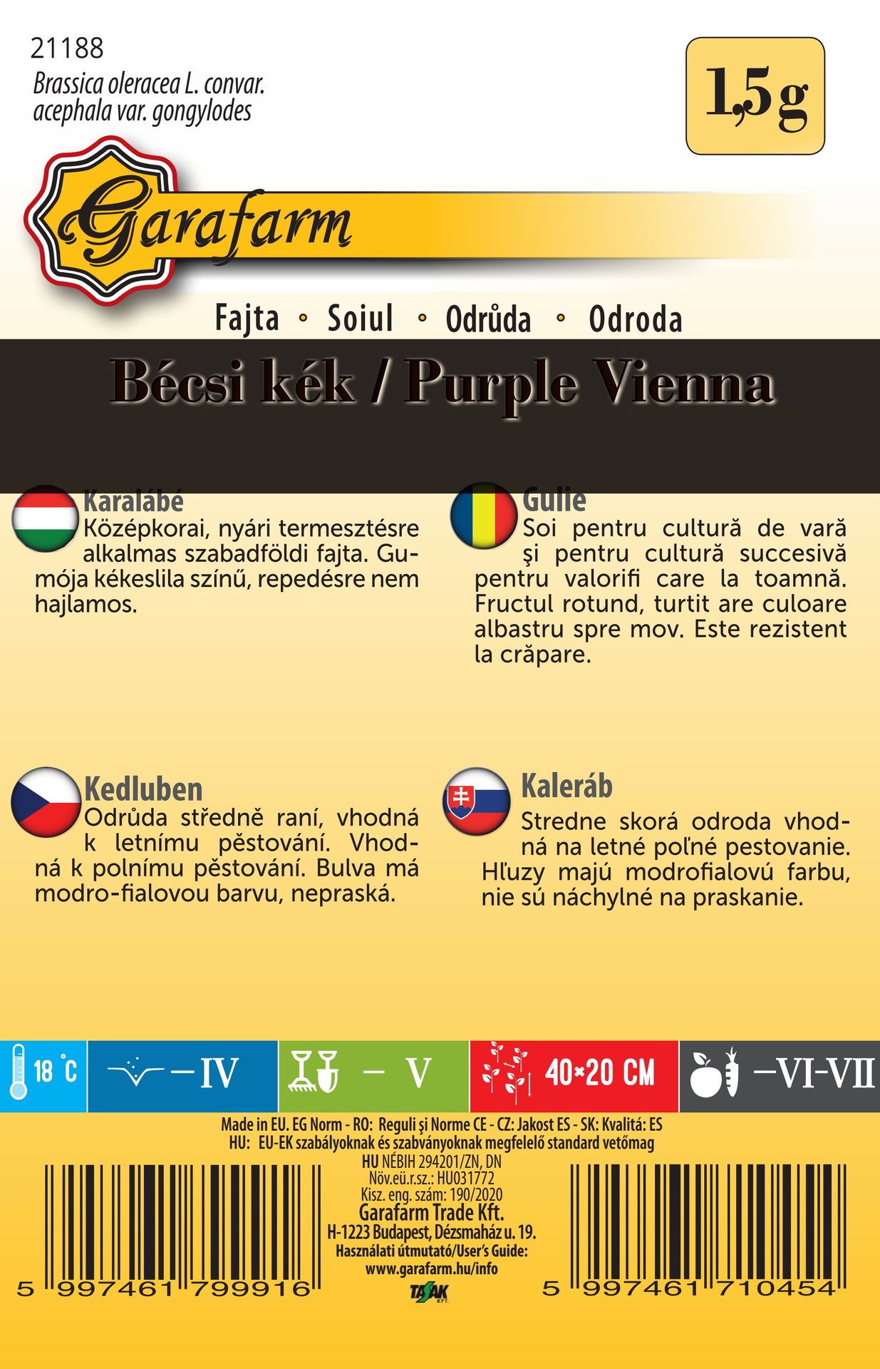 Kaleráb skorý/letný modrý Bécsi kér 1,5g