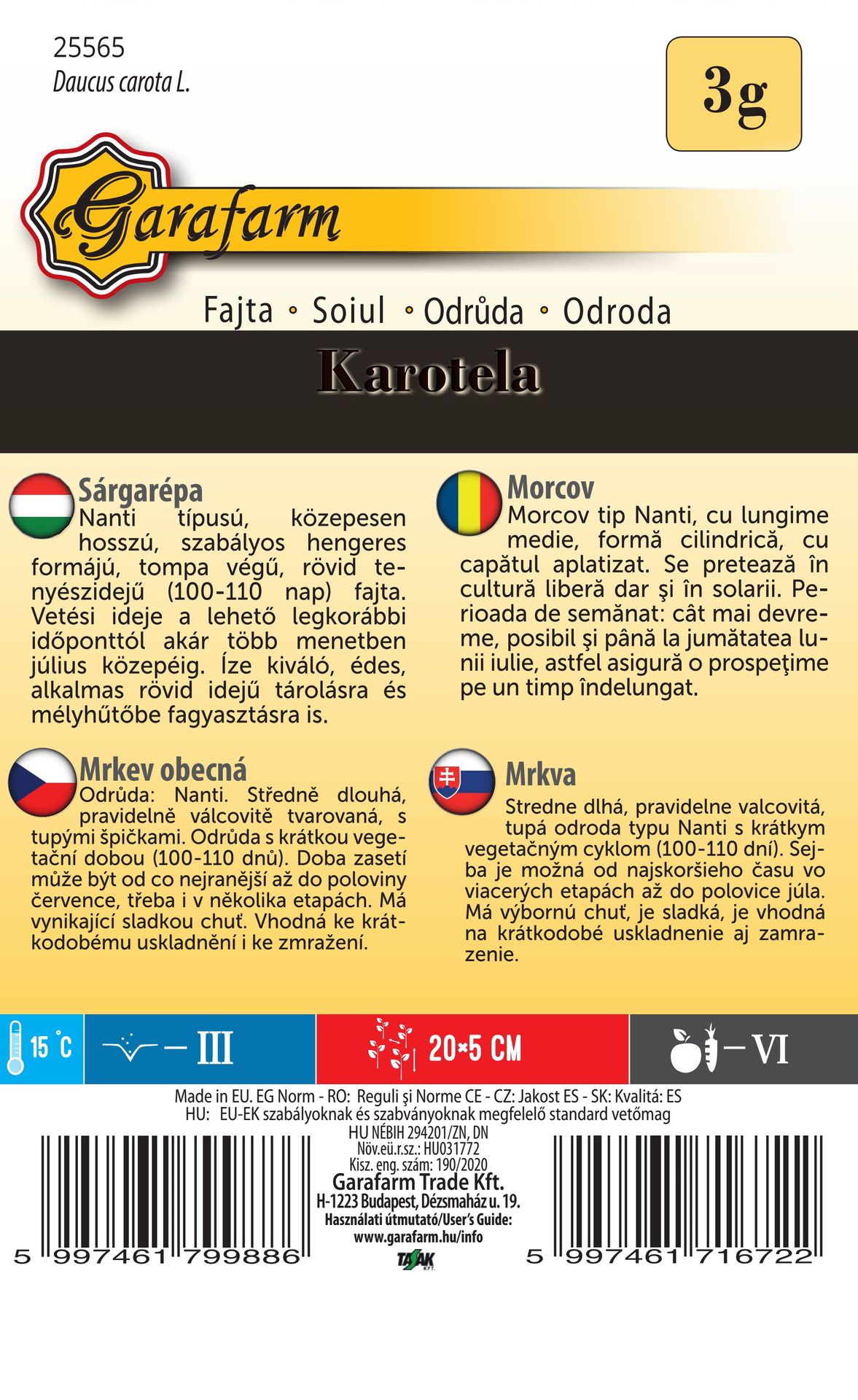 Mrkva skorá Karotela 3g