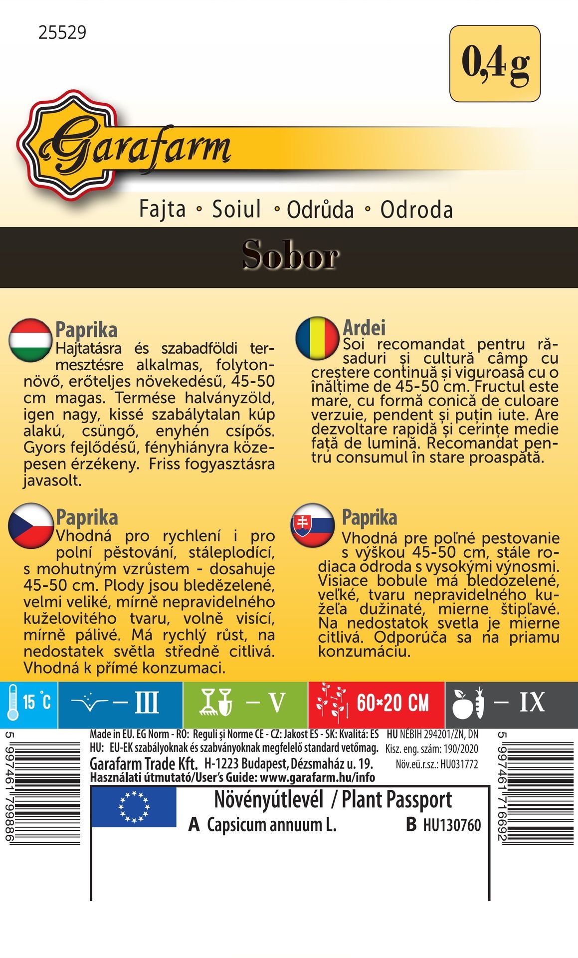 Paprika Sobor štipľavá 0,4g