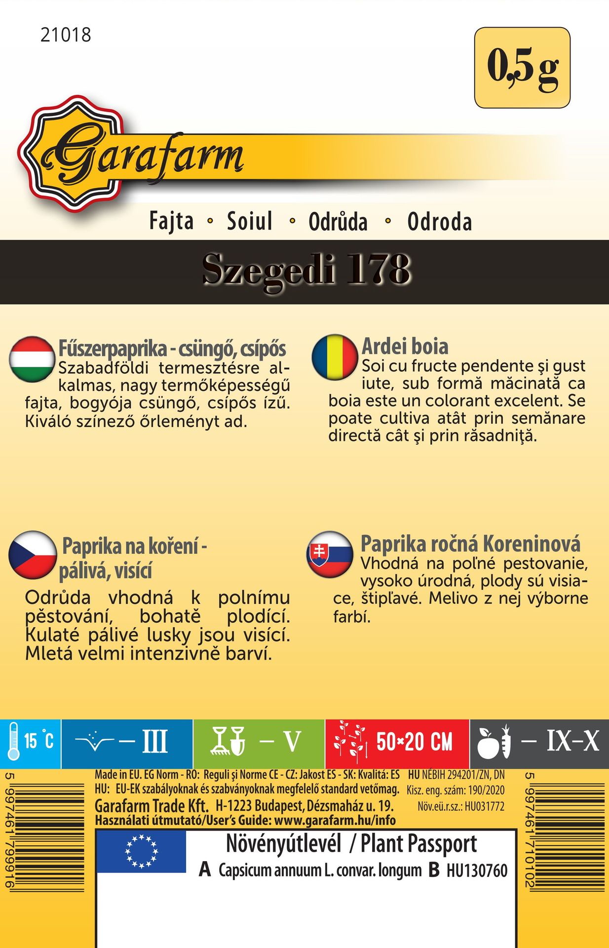 Paprika Szegedi koreninová štiplavá 0,5g