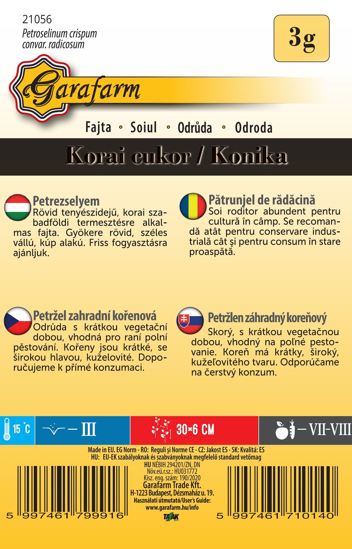 Petržlen koreňový Korai cukor skorý 3g