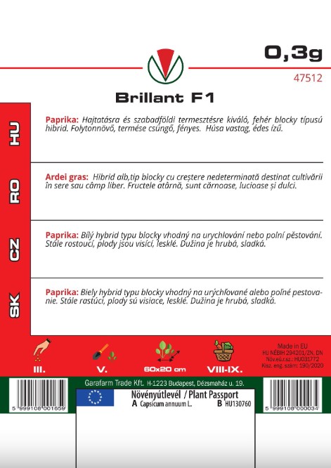 Paprika Brillant F1 - sladká 0,3g, Magrovet