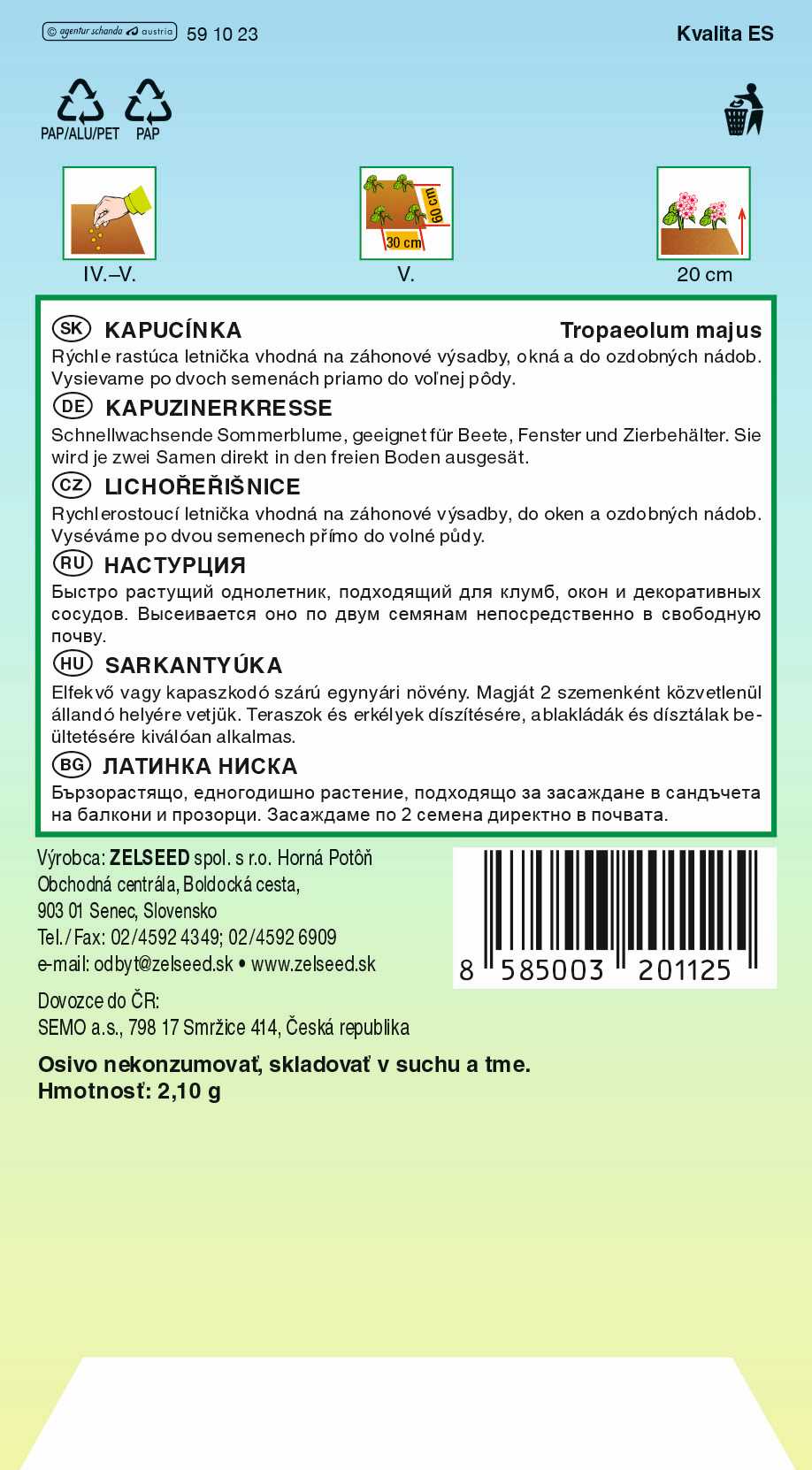 KAPUCÍNKA NÍZKA ZMES 2,2g 17