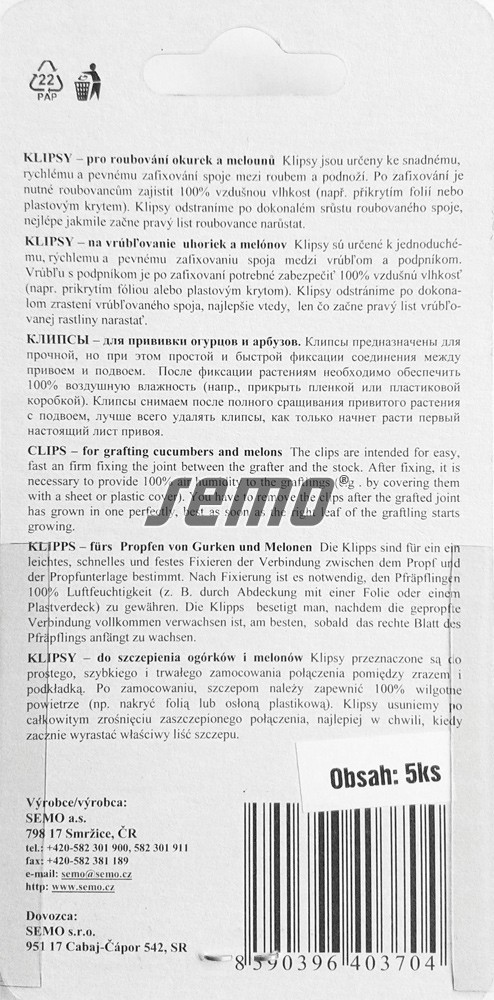KLIPSY PRE VRÚBĽOVANIE uhorky, melóny, dyne 5ks
