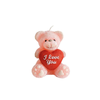 Sviečka Teddy ružová figúrka 11cm, 260g