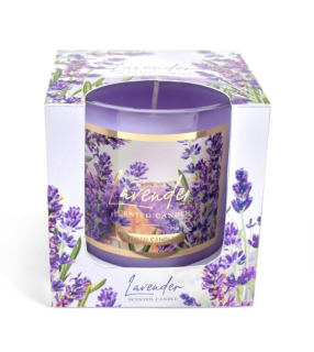 Sviečka voňavá v skle Flores 180g Levanduľa 32hod