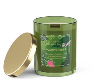 Sviečka drev.knot+vrchnák 220g PositiveVibes 35hod
