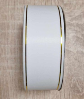 Stuha zlatý pásik 4cm/50yrd Biela