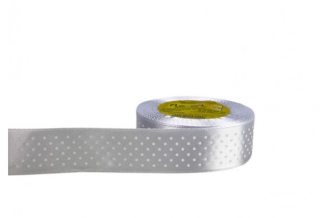 Stuha satén+bodky 1,2cm/25y biela+biele bodky 01