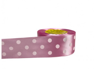Stuha satén+bodky 4cm/25y ružová 94