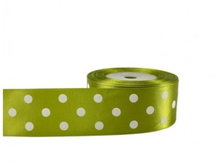 Stuha satén+bodky 4cm/25y bledo zelená 184
