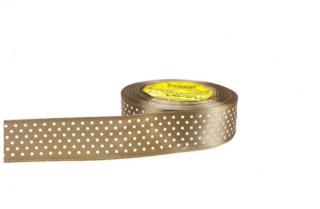 Stuha satén+bodky 2,5cm/25y béžová 60