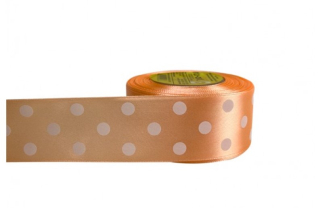 Stuha satén+bodky 4cm/25y Lososová č.186