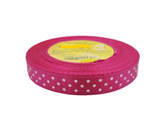 Stuha satén+bodky 1,2cm/25y fuchsia 27