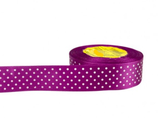 Stuha satén+bodky 2,5cm/25y fuchsia č.27