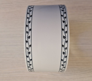 Stuha na písmo 6cm/50y Krémová + čierny vzor.okraj
