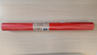 Fólia satén čierne bodky 50cm/8m jasno červený č22