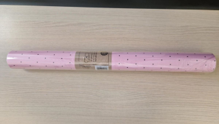 Fólia satén čierne bodky 50cm/8m ružová č.94