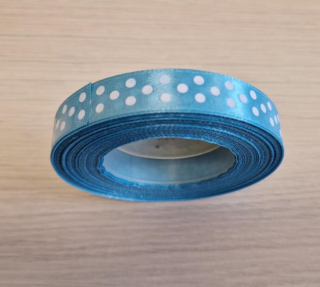 Stuha satén+veľké bodky 1,2cm/25y č.f.195