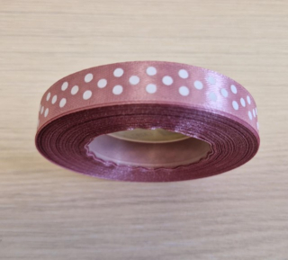 Stuha satén+veľké bodky 1,2cm/25y č.f.329