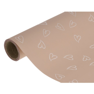 Fólia srdce 50cm/8m vanilka + biele srdiečka