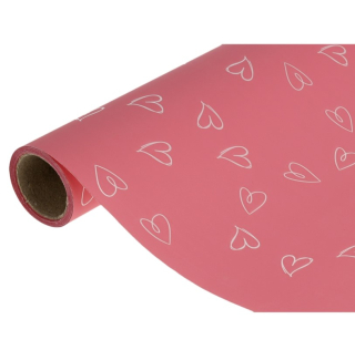 Fólia srdce 50cm/8m divoká ružová + biele srdiečka