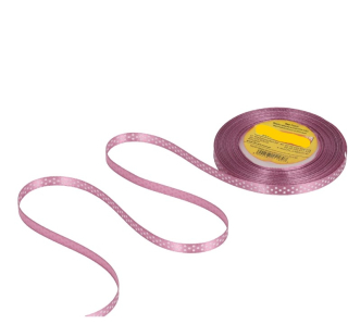 Stuha satén+bodky 0,6cm/25y staro ružová č.329