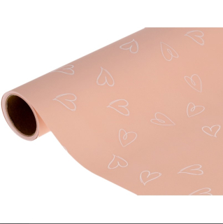 Fólia srdce 50cm/8m Bledo Ružováá +biele srdiečka