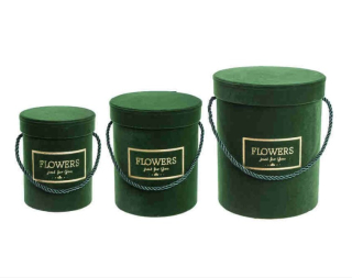 Flower box sametový pr.12,5cm v.15cm tmavo zelený