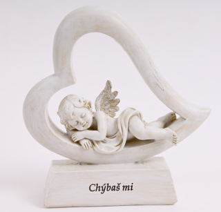 Anjel +Srdce "Chýbaš mi" 20x6x18cm