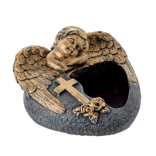 Obal cement Anjel 16x17,5x11cm sivo-zlatý