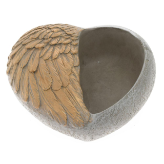 Obal cement Srdce krídlo 17cm šedé