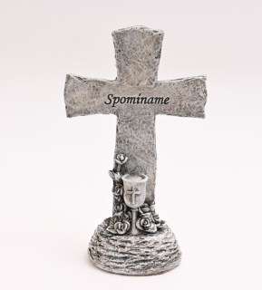 Kríž s kalichom "Spomíname" 21cm šedý