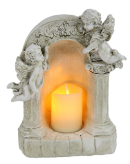 Anjelikovia+oblúk +sviečka LED 17,5x11x23,5cm šedý