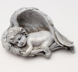 Anjel v krídlach 9,5x6x6cm šedý